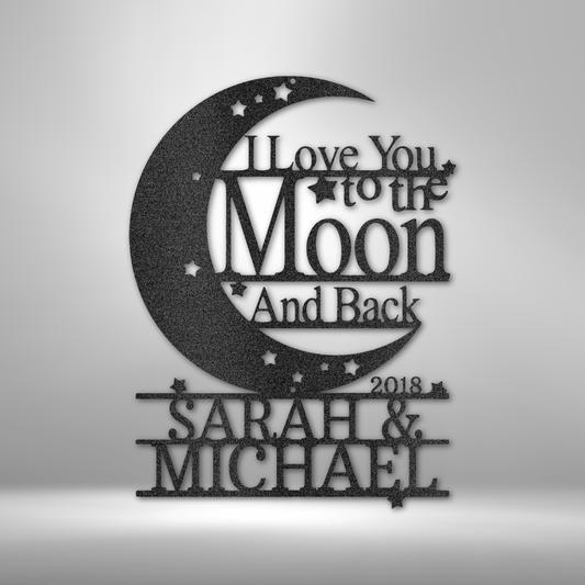 Love You to the Moon Monogram Steel Art